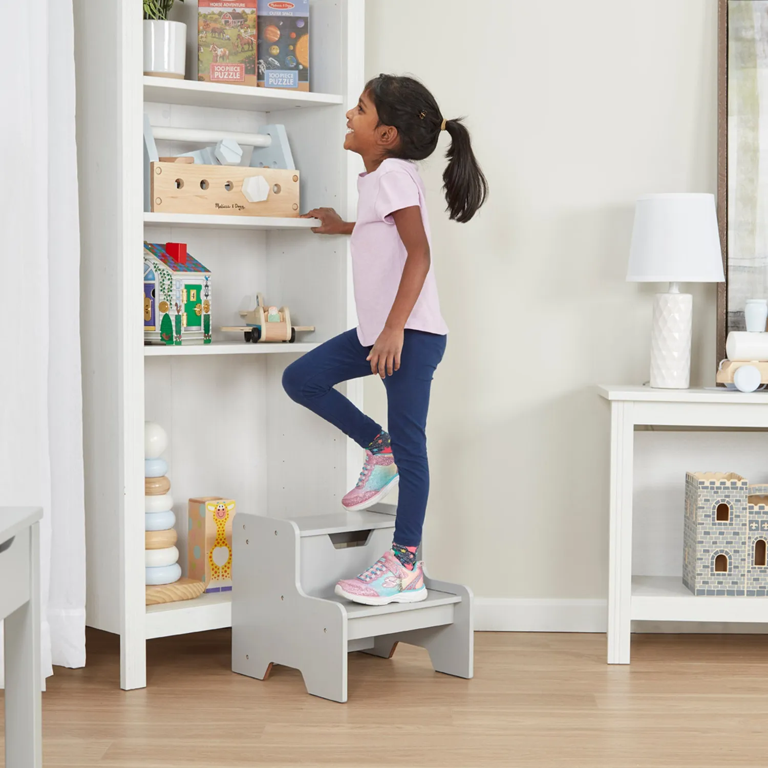 Melissa & Doug Opstapje Hout Grijs 2 Treden