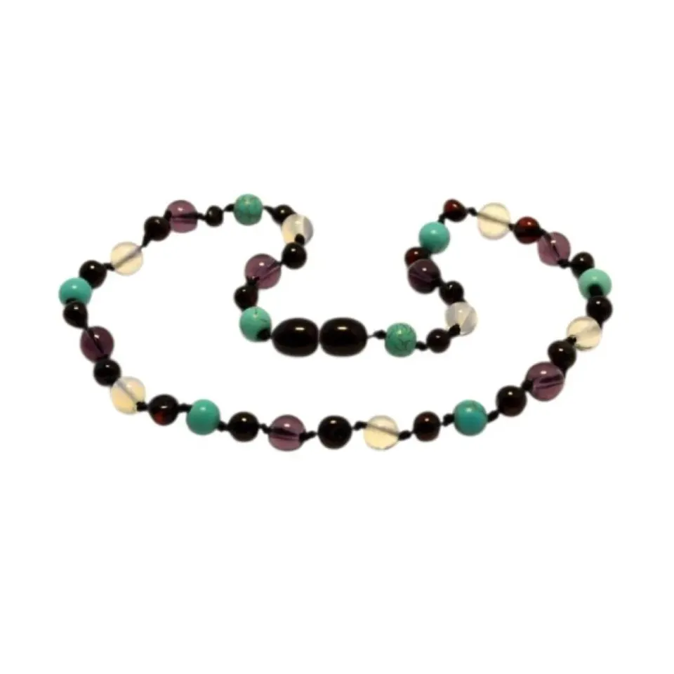 Ginger Fairy Kinderketting barnsteen mix 32 cm maansteen turquoise