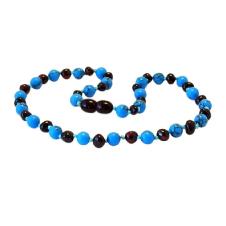 Ginger Fairy Barnsteen Turquoise Kinderketting 32 cm