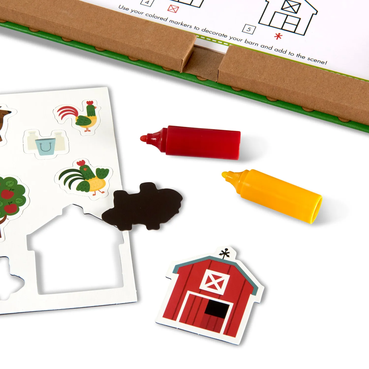 Melissa & Doug Natural Play Farm teken- en magneetkoffer 45-delig