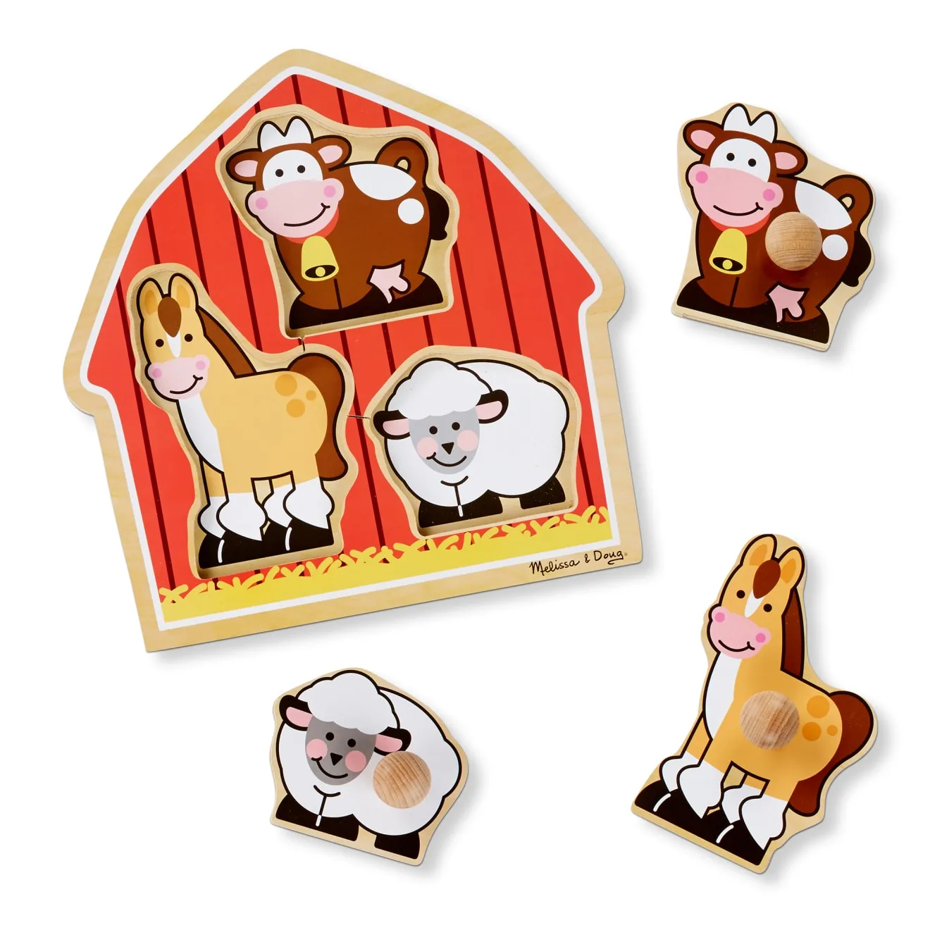 Melissa & Doug Barnyard Animals knobbelpuzzel 3 stukjes