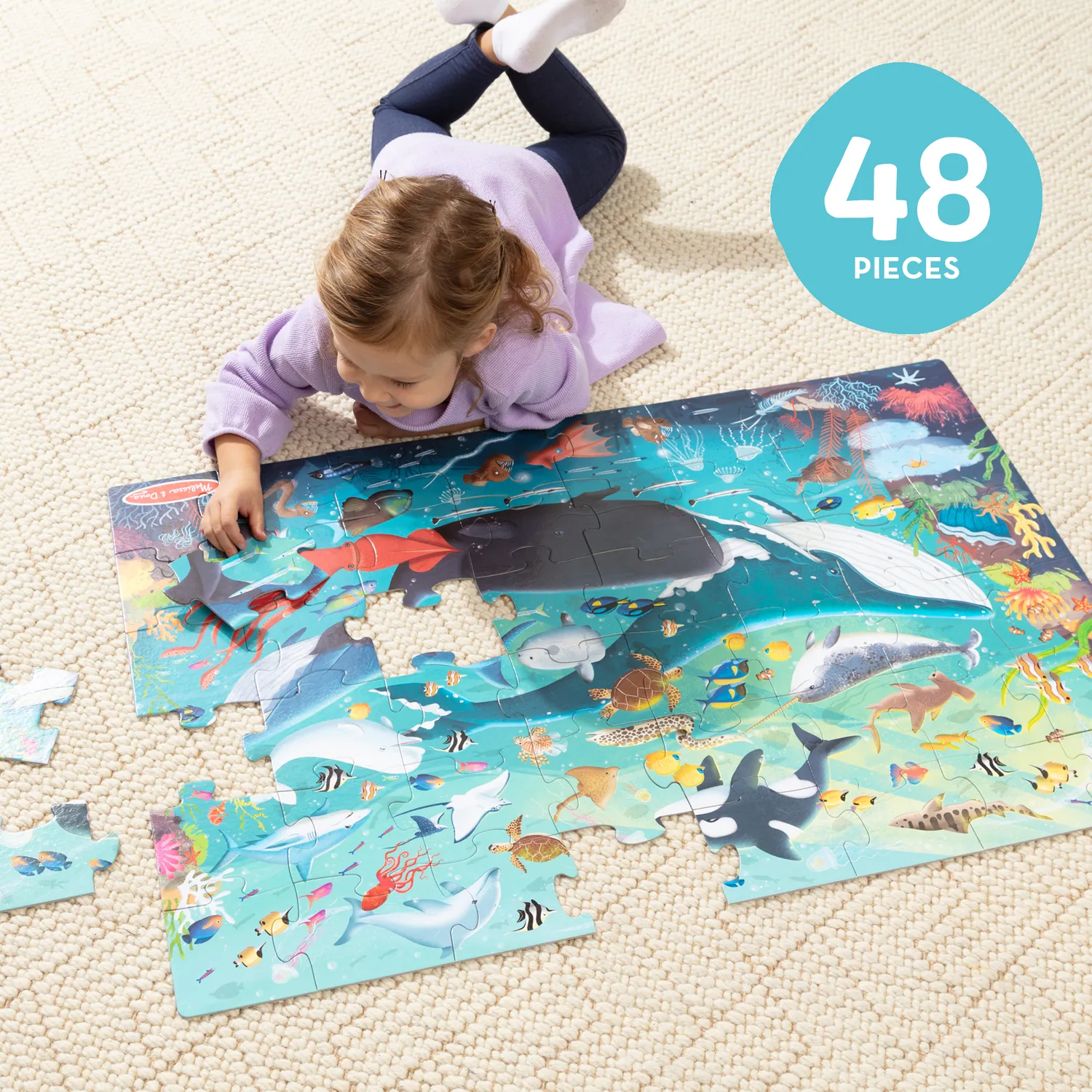 Melissa & Doug Underwater vloerpuzzel 48 stukjes zeedieren