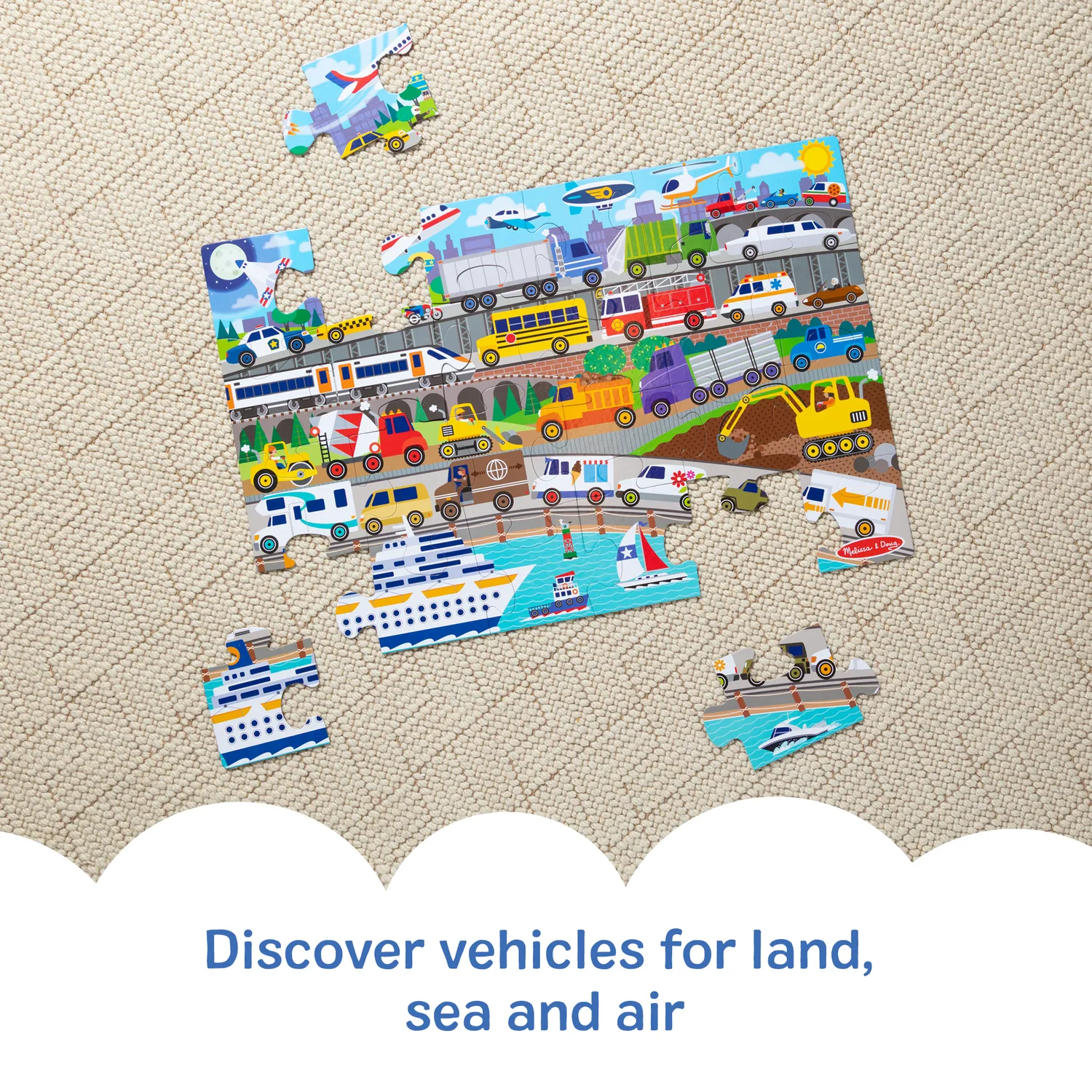Melissa & Doug Traffic Jam vloerpuzzel 24 stukjes verkeer