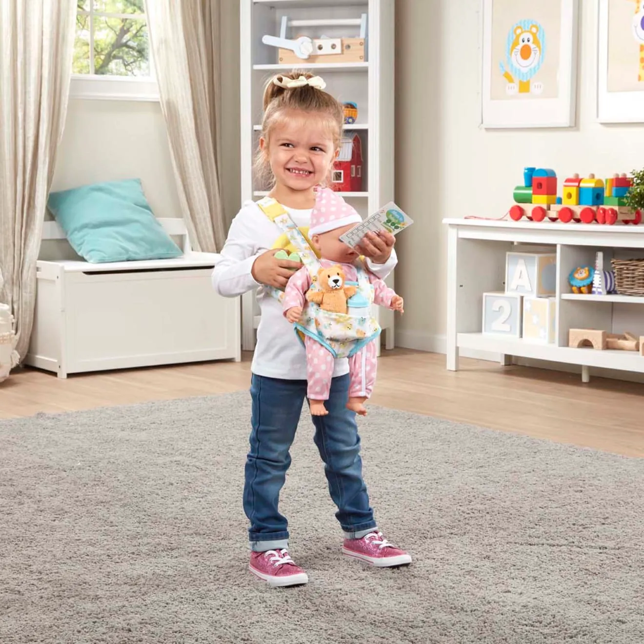 Melissa & Doug Mine to Love draagzak poppenset met knuffel