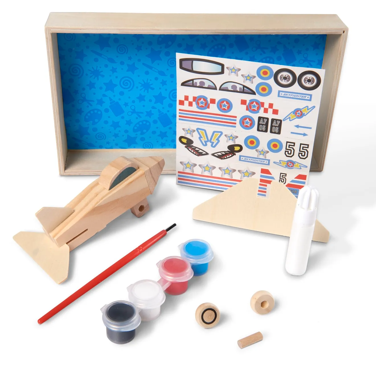 Melissa & Doug houten vliegtuig knutselset met verf