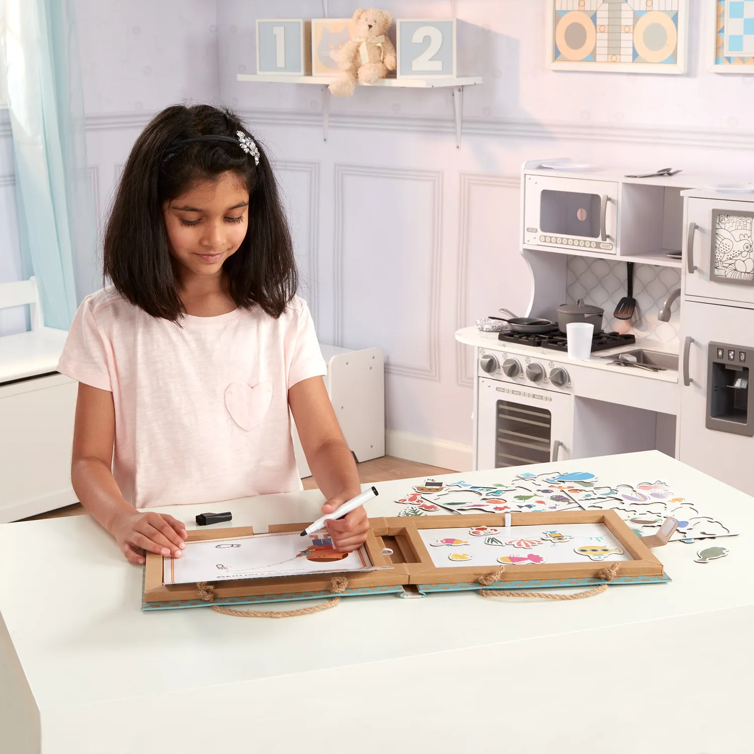 Melissa & Doug Natural Play Ocean Tekenkoffer Herbruikbaar Oceaan
