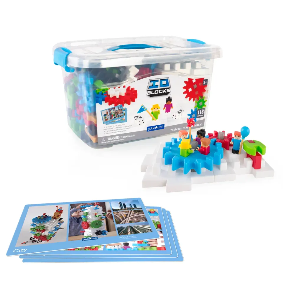 Guidecraft IO Blocks Tabletop System bouwset tandwielen basisplaten