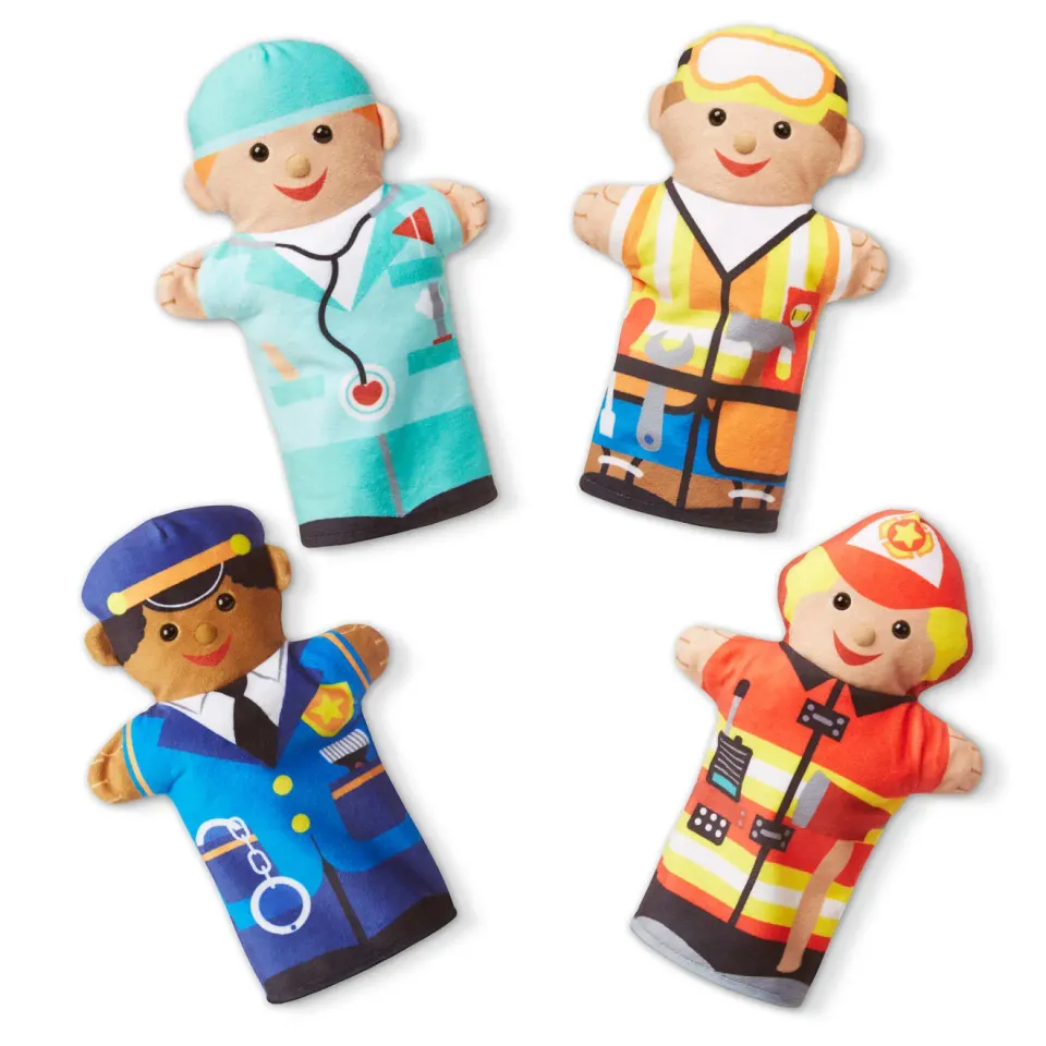Melissa & Doug Jolly Helpers handpoppen set 4 stuks beroepen