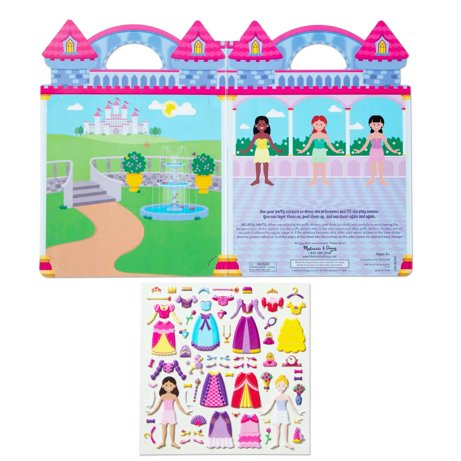 Melissa & Doug Puffy Sticker Play Set Princess stickers herbruikbaar