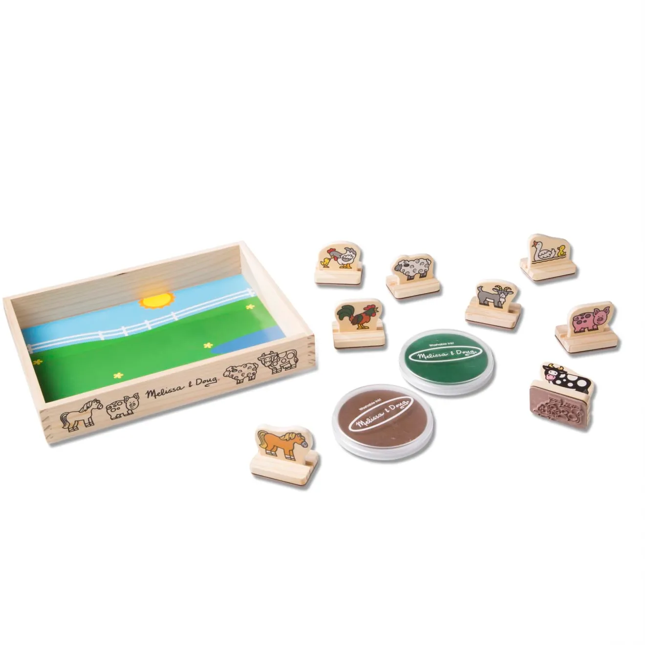 Melissa & Doug My First stempelset boerderijdieren hout 8 stuks