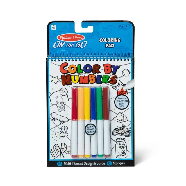 Melissa & Doug Color by Numbers kleurboek blauw met stiften