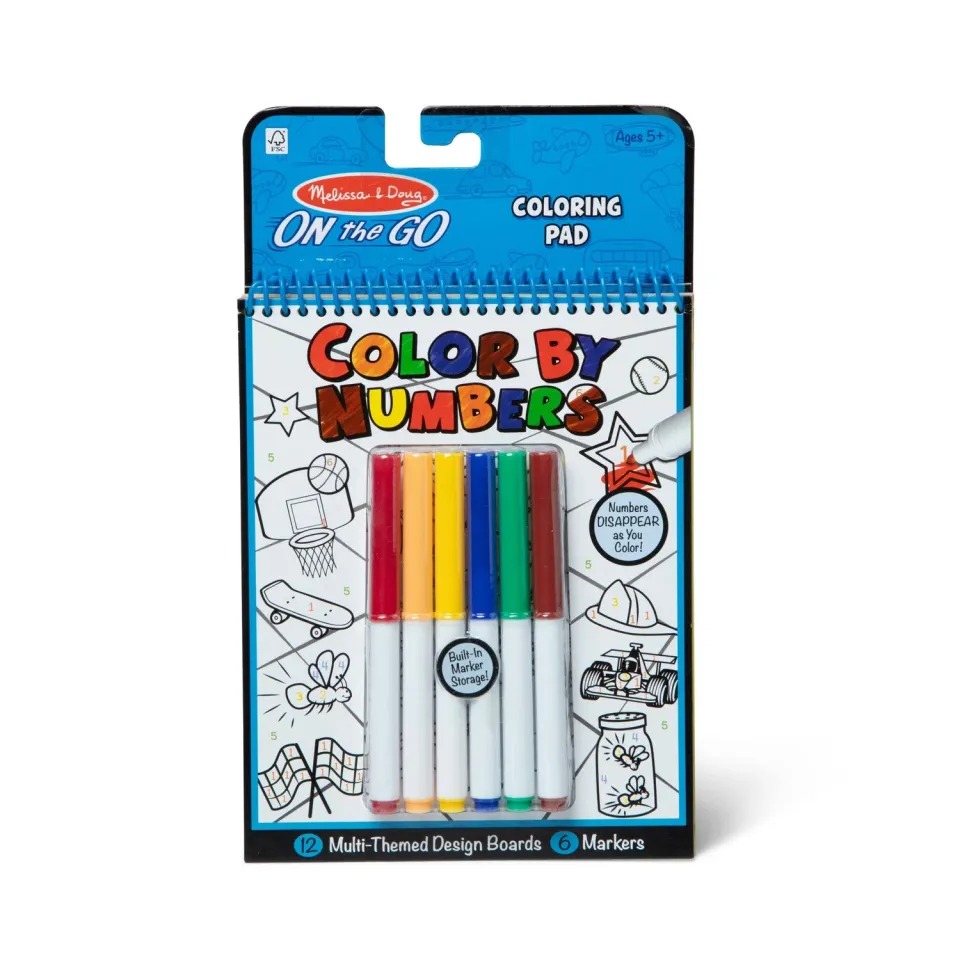 Melissa & Doug Color by Numbers kleurboek blauw met stiften