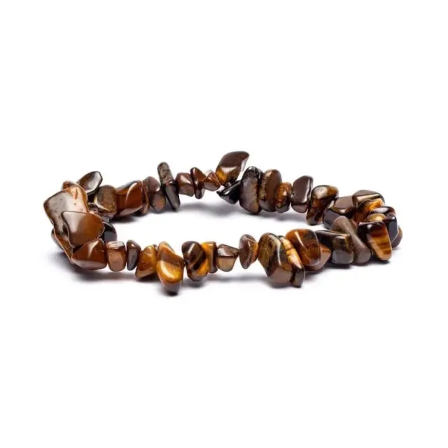 Ginger Fairy Tijgeroog chips armband elastisch 16 cm