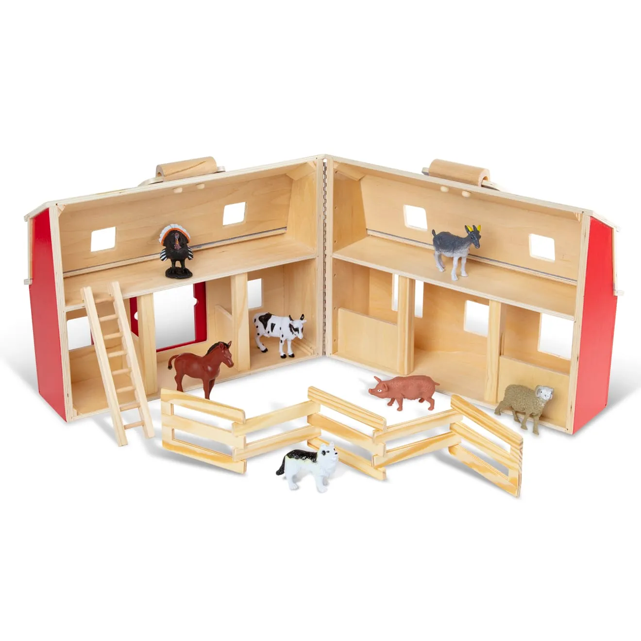 Melissa & Doug Fold & Go Barn boerderij hout 7 dieren