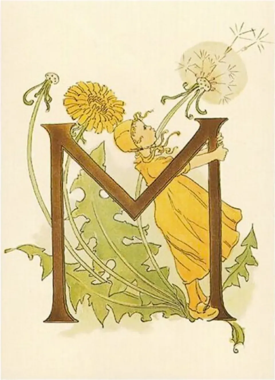 Ginger Fairy Ottilia Adelborg M bloemenalfabet kaart 10,5x15