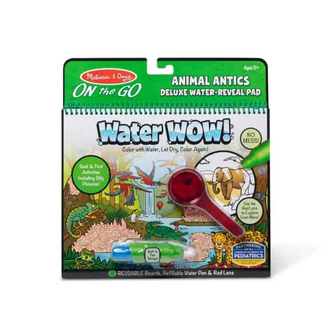 Melissa & Doug Water Wow Animal Antics kleurboek Deluxe 8 pagina's