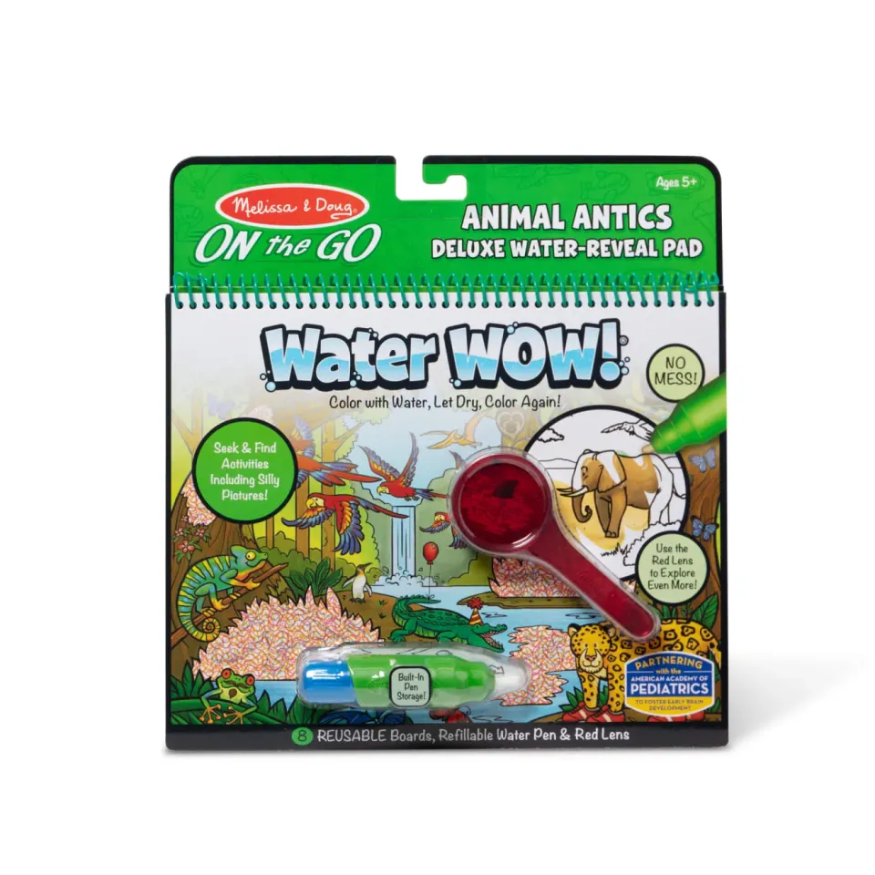 Melissa & Doug Water Wow Animal Antics kleurboek Deluxe 8 pagina's