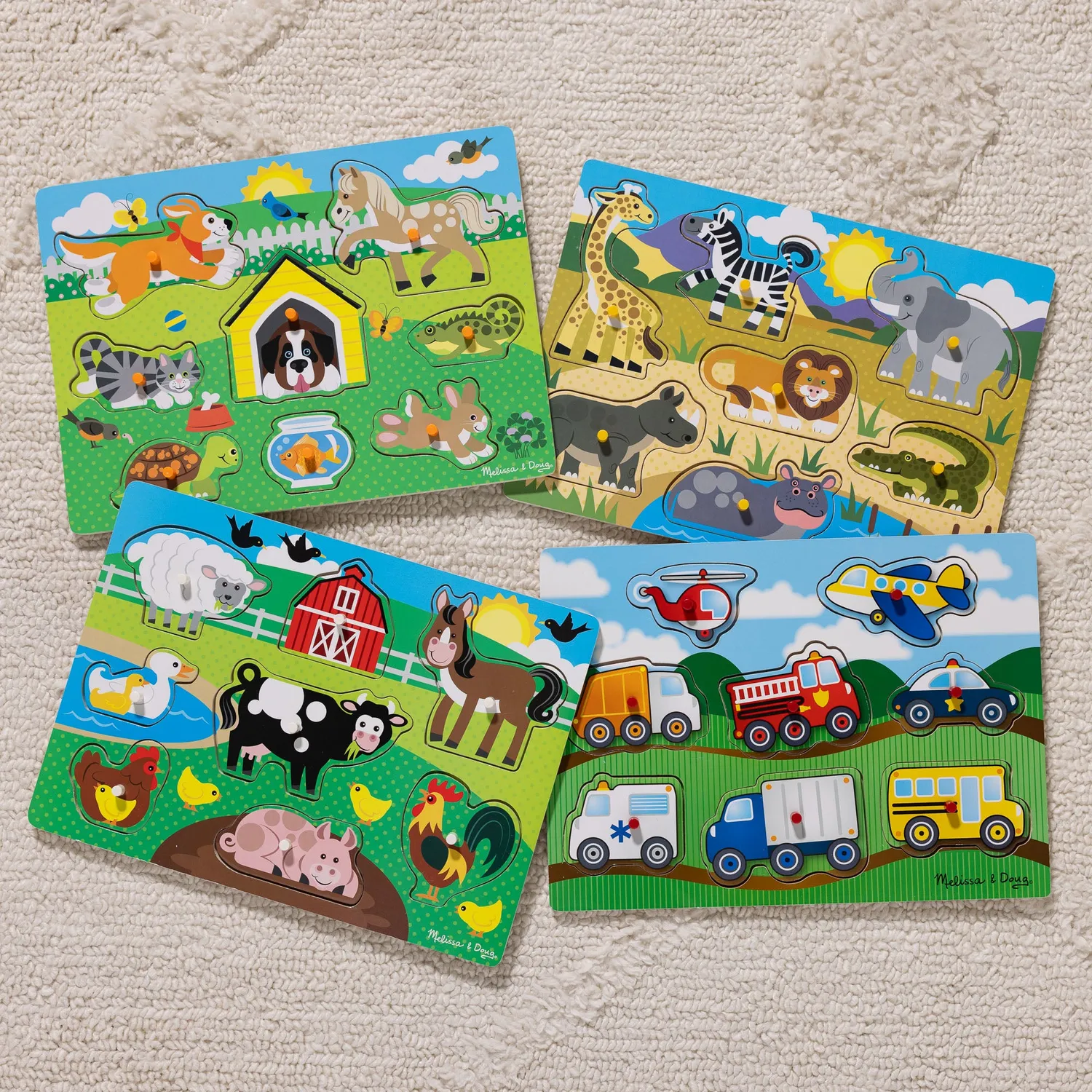 Melissa & Doug Houten Noppenpuzzel 4-pack Peuter