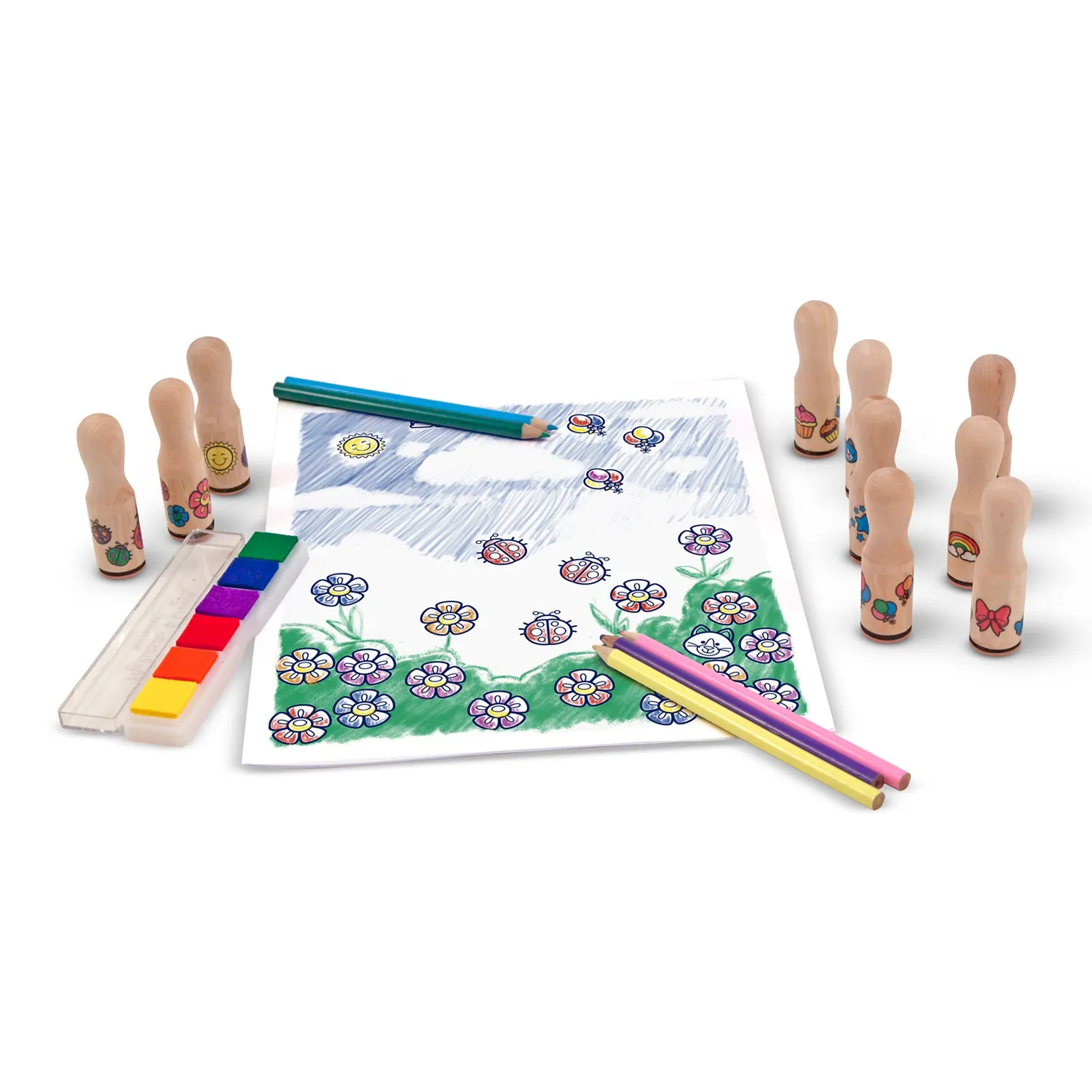 Melissa & Doug Happy Handle Deluxe stempelset 10-delig uitwasbaar