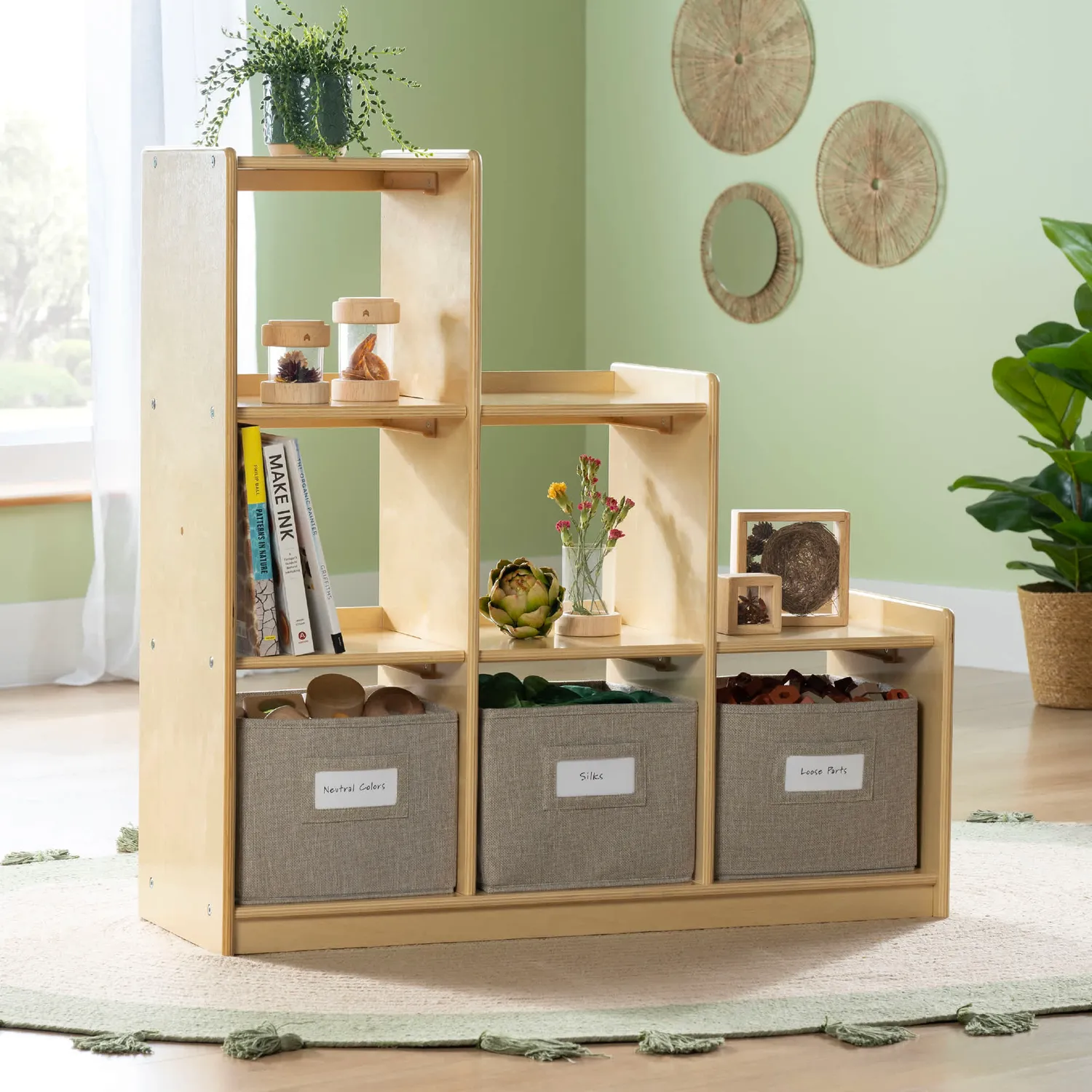 Guidecraft EdQ Curated Storage 3-2-1 Tier opbergkast met bakken
