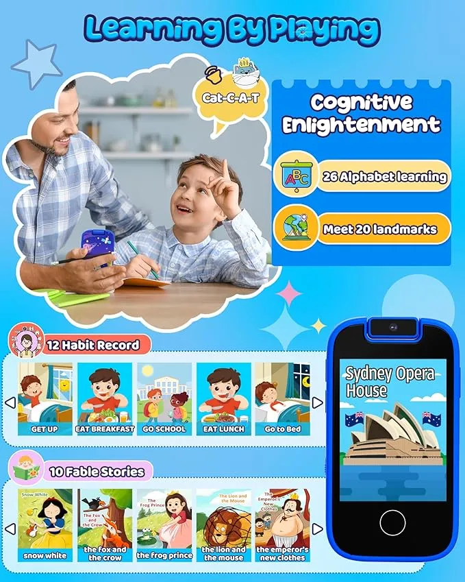 KOKODI Kids Smart Phone speelgoedtelefoon roze camera