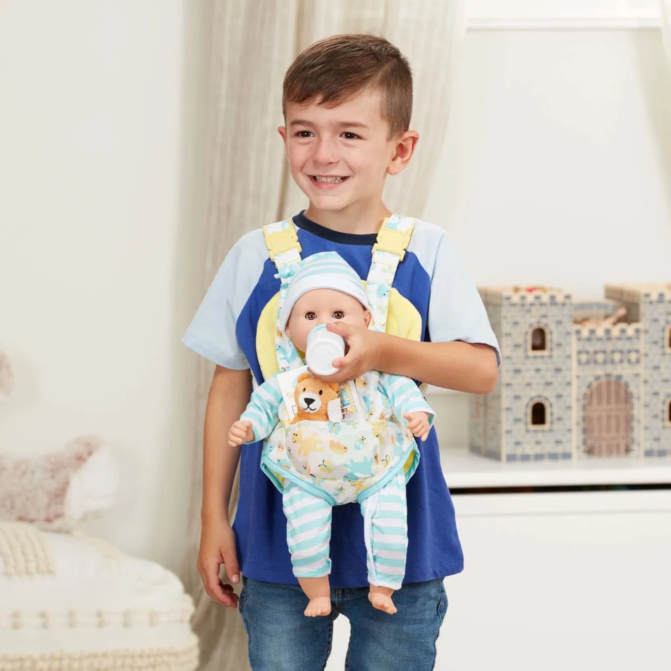 Melissa & Doug Mine to Love draagzak poppenset met knuffel