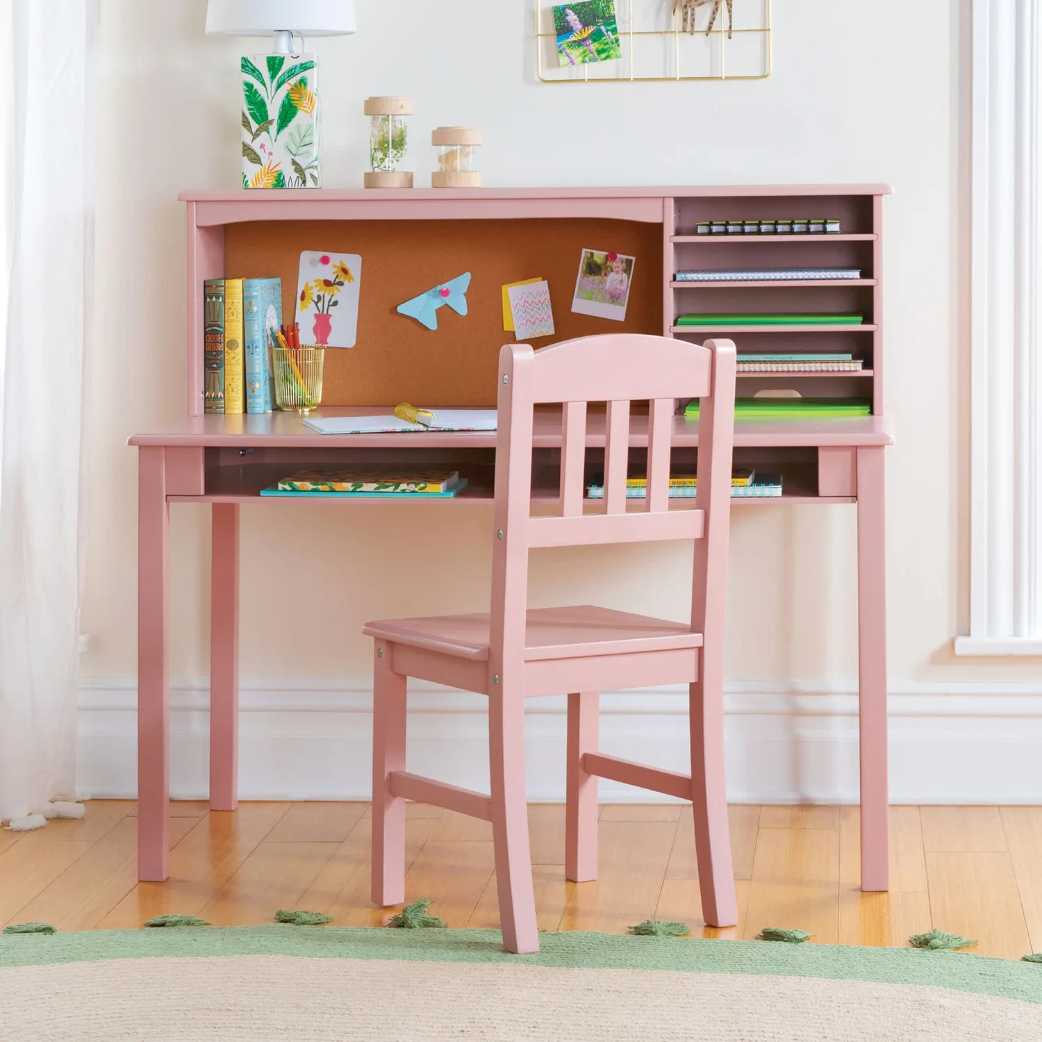 Guidecraft Media Desk bureau met stoel navy hout groot werkblad