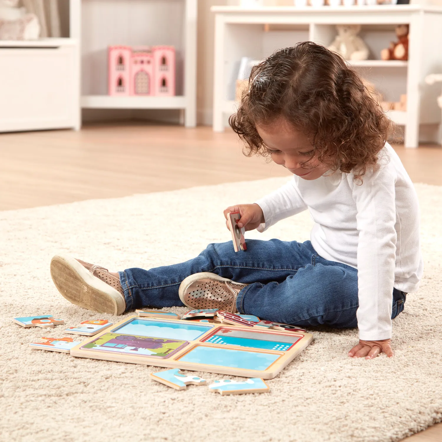 Melissa & Doug Natural Play Ready Set Go houten puzzel