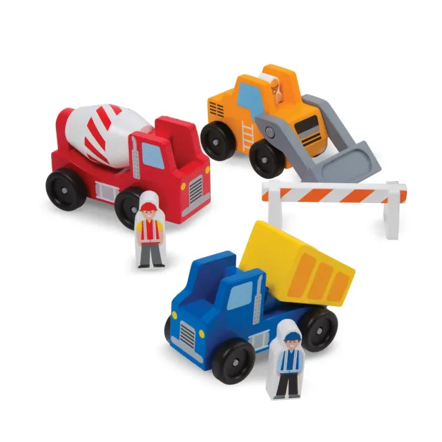 Melissa & Doug Classic Wooden Toy Construction Vehicle Set bouwvoertuigen