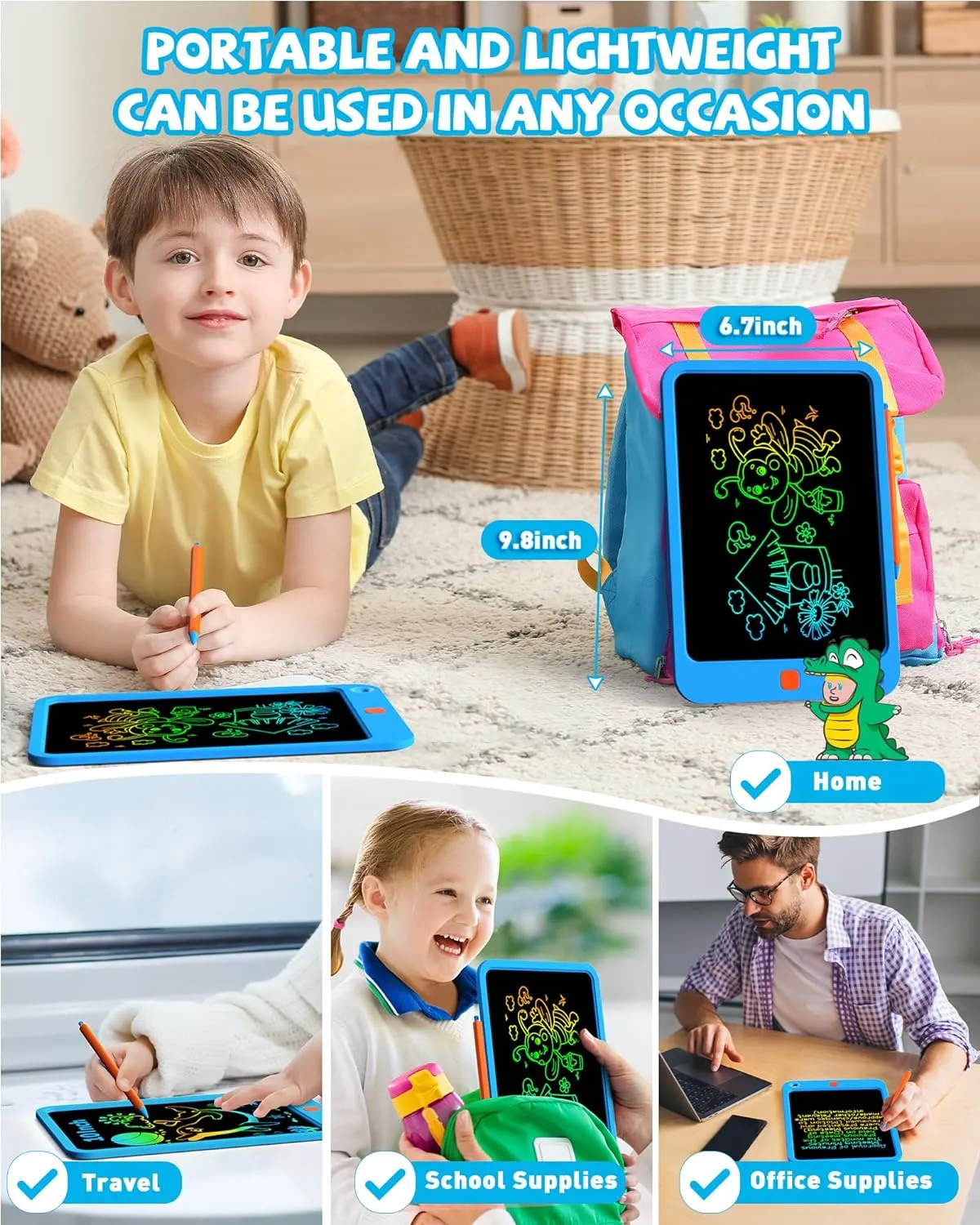 KOKODI LCD Writing Tablet Colorful tekentablet 10 inch kleur