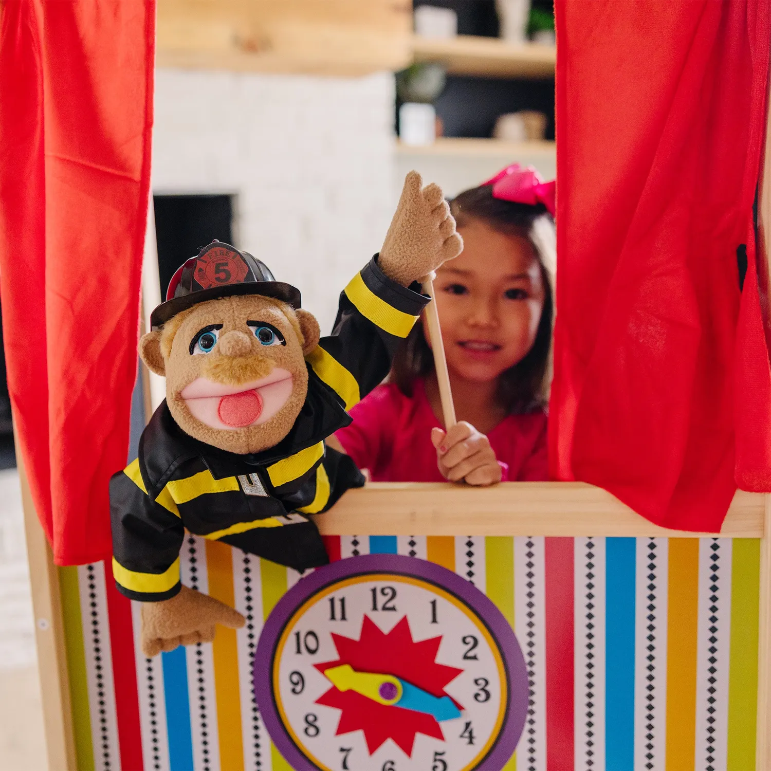 Melissa & Doug Wooden Deluxe poppentheater hout groot