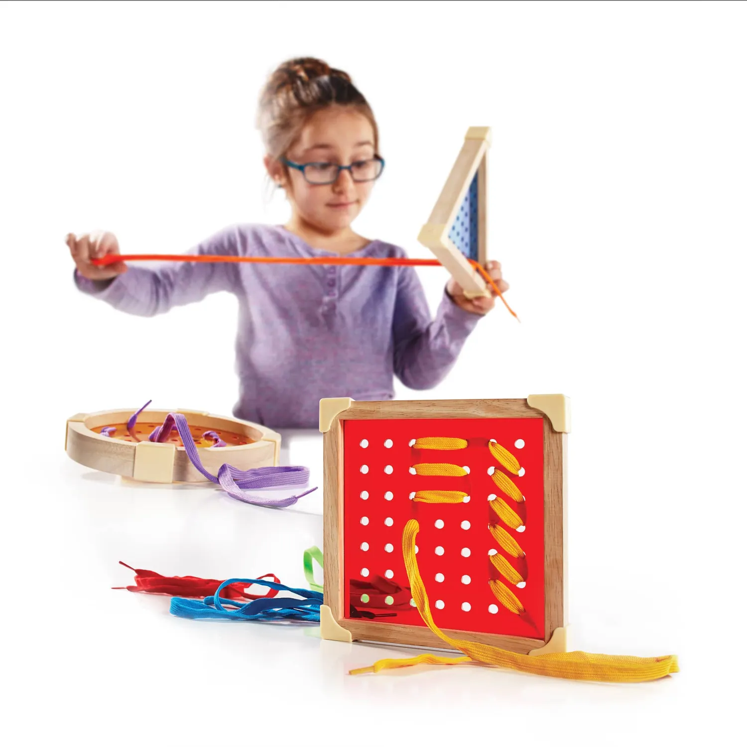 Guidecraft Geo Shape Lacing rijgspel 3 borden hout