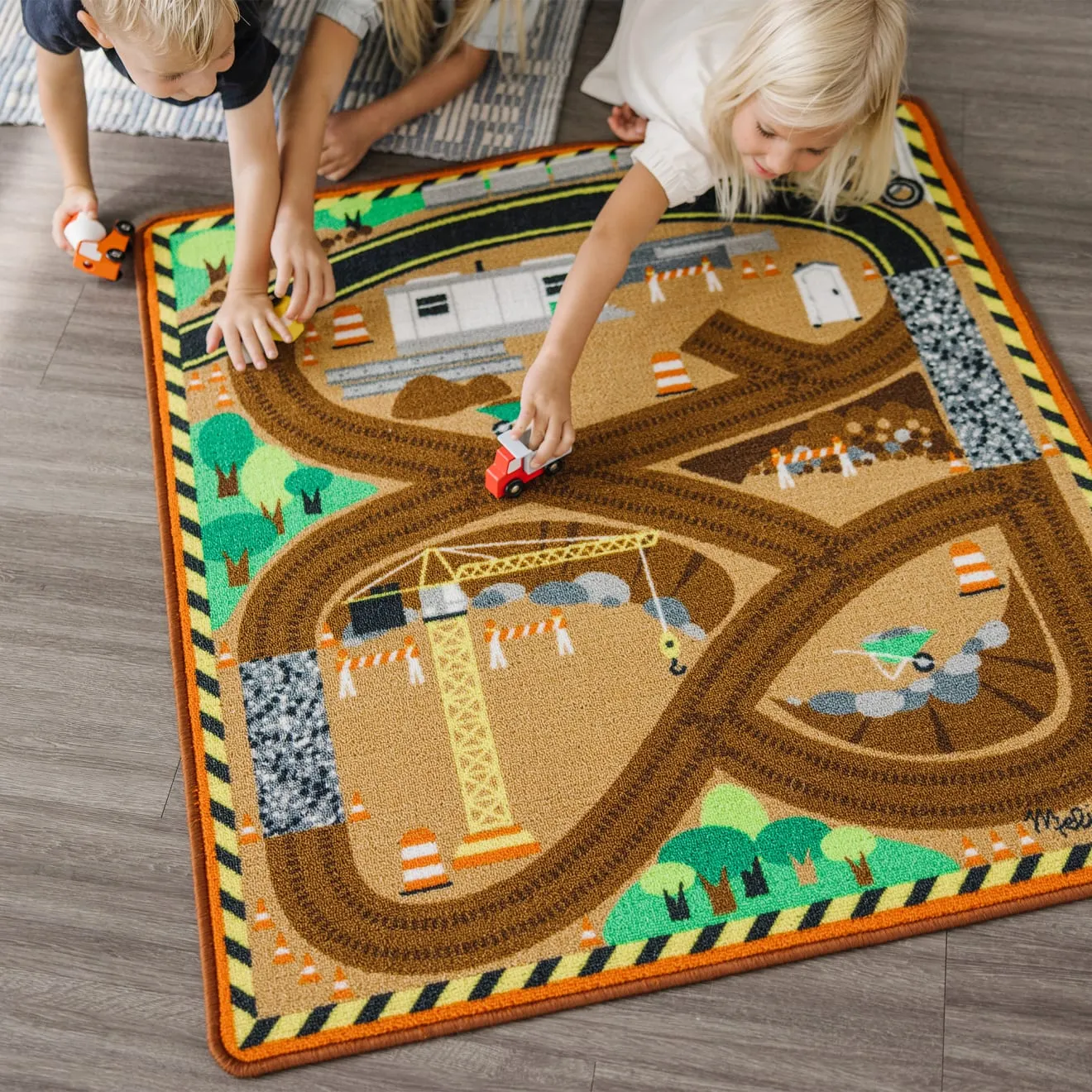 Melissa & Doug Construction Zone speelkleed met 3 auto’s