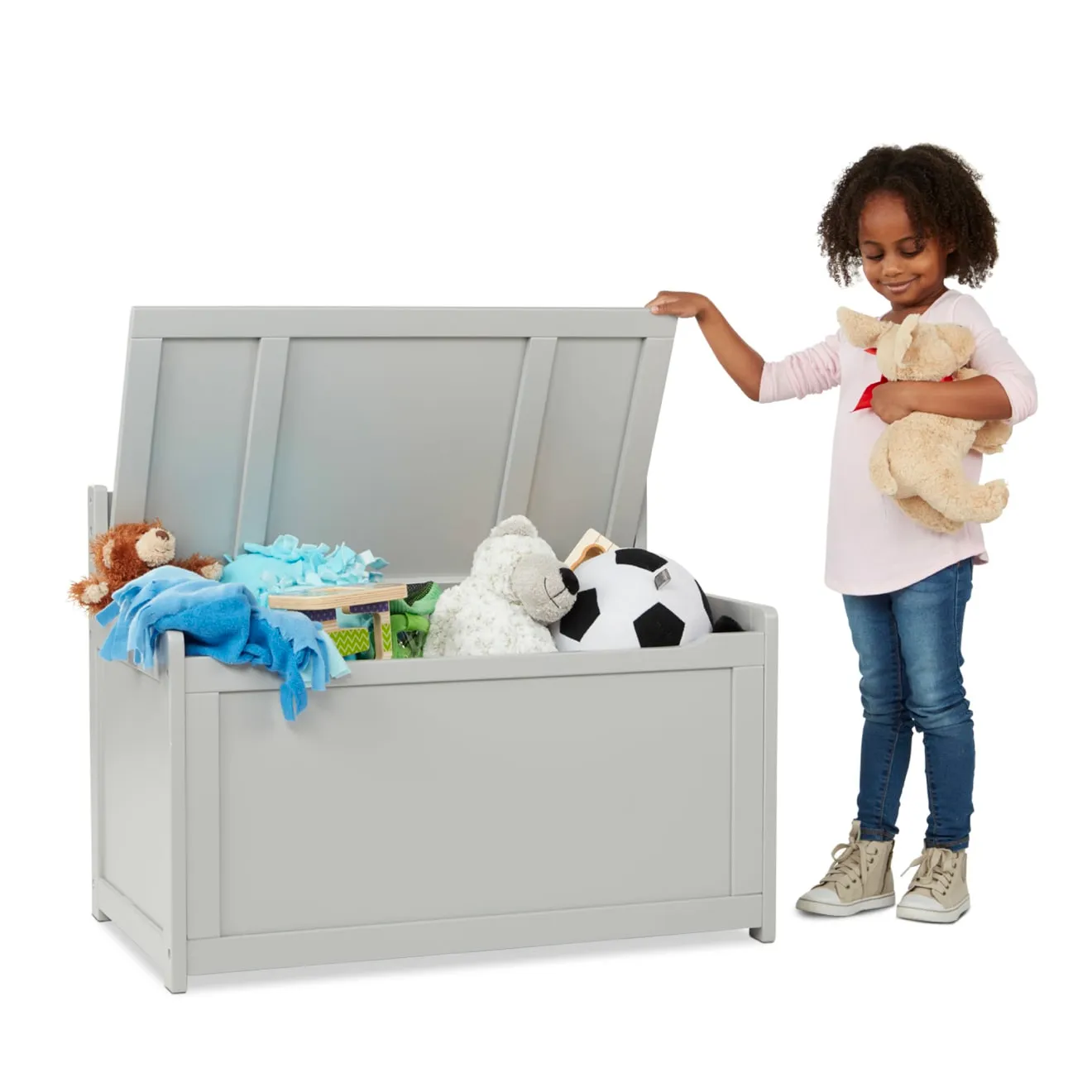 Melissa & Doug Wooden Toy Chest speelgoedkist grijs hout