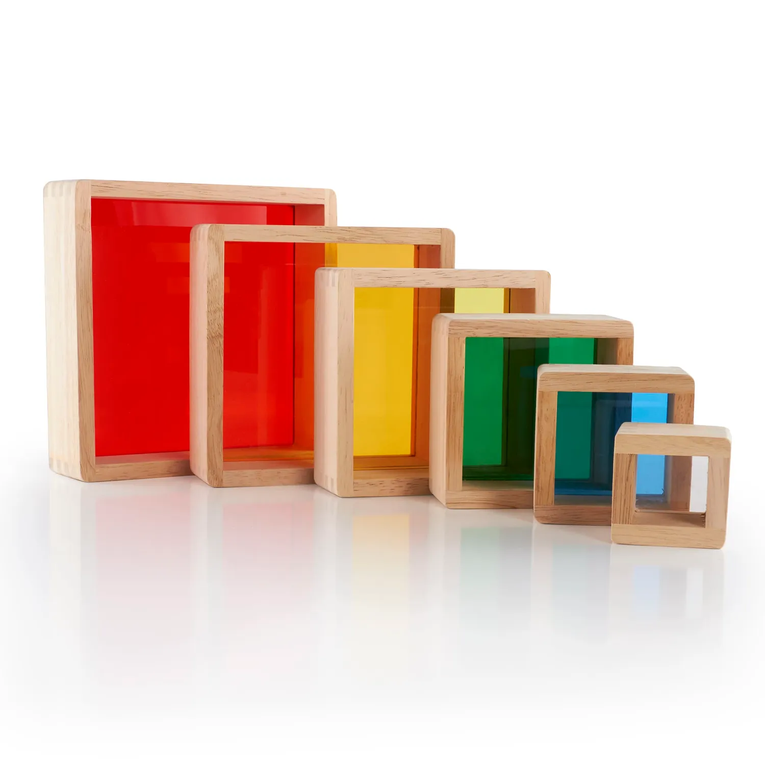 Guidecraft Stacking Rainbow Pyramid stapelspeelgoed 6-delig