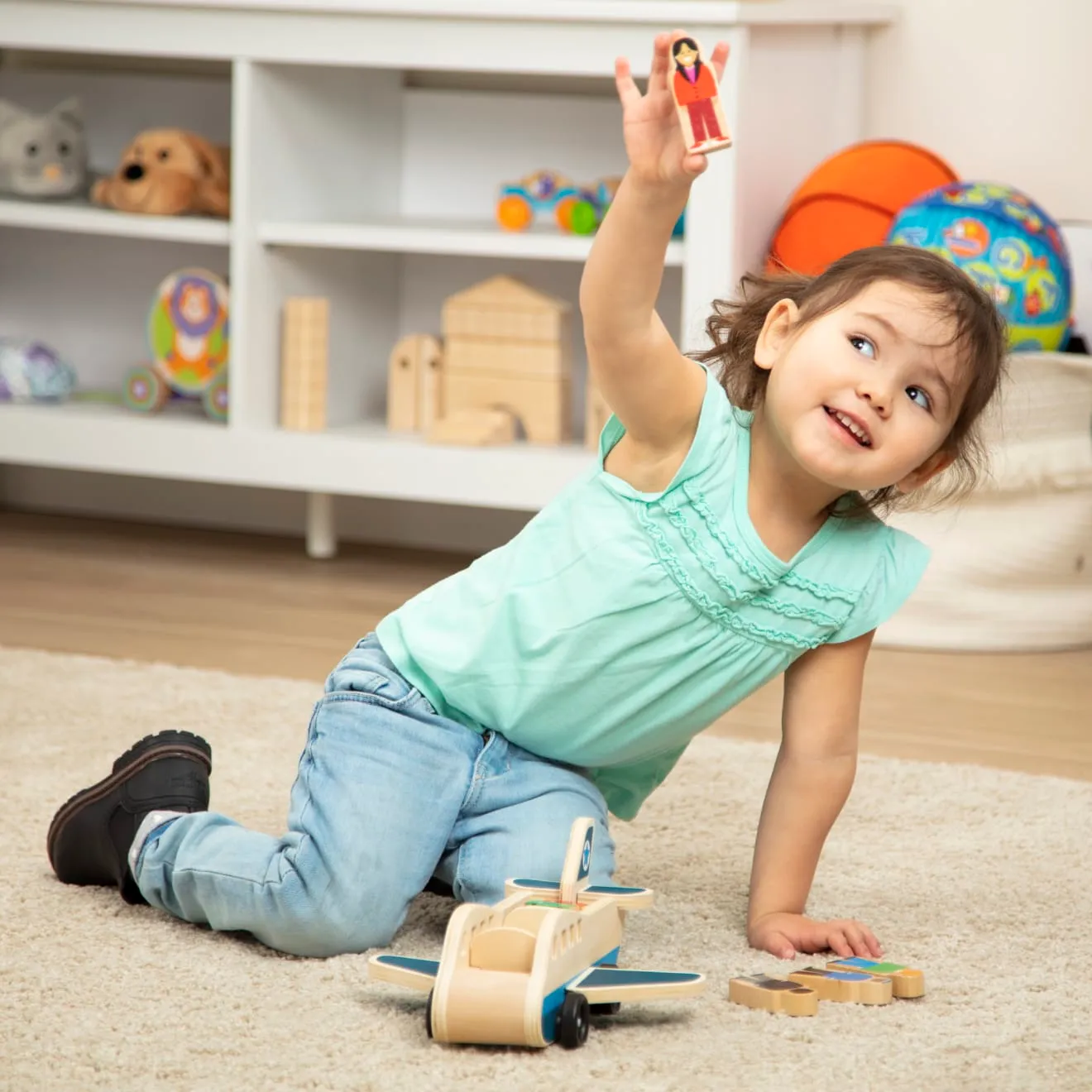 Melissa & Doug Wooden Airplane houten vliegtuig met figuren