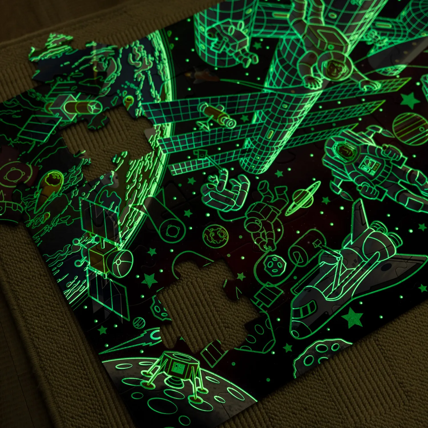 Melissa & Doug Outer Space glow in the dark vloerpuzzel 48 stukjes