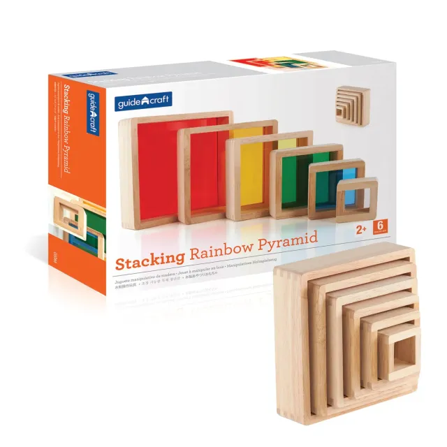 Guidecraft Stacking Rainbow Pyramid stapelspeelgoed 6-delig