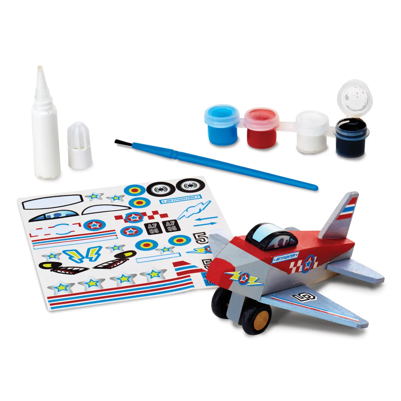 Melissa & Doug houten vliegtuig knutselset met verf