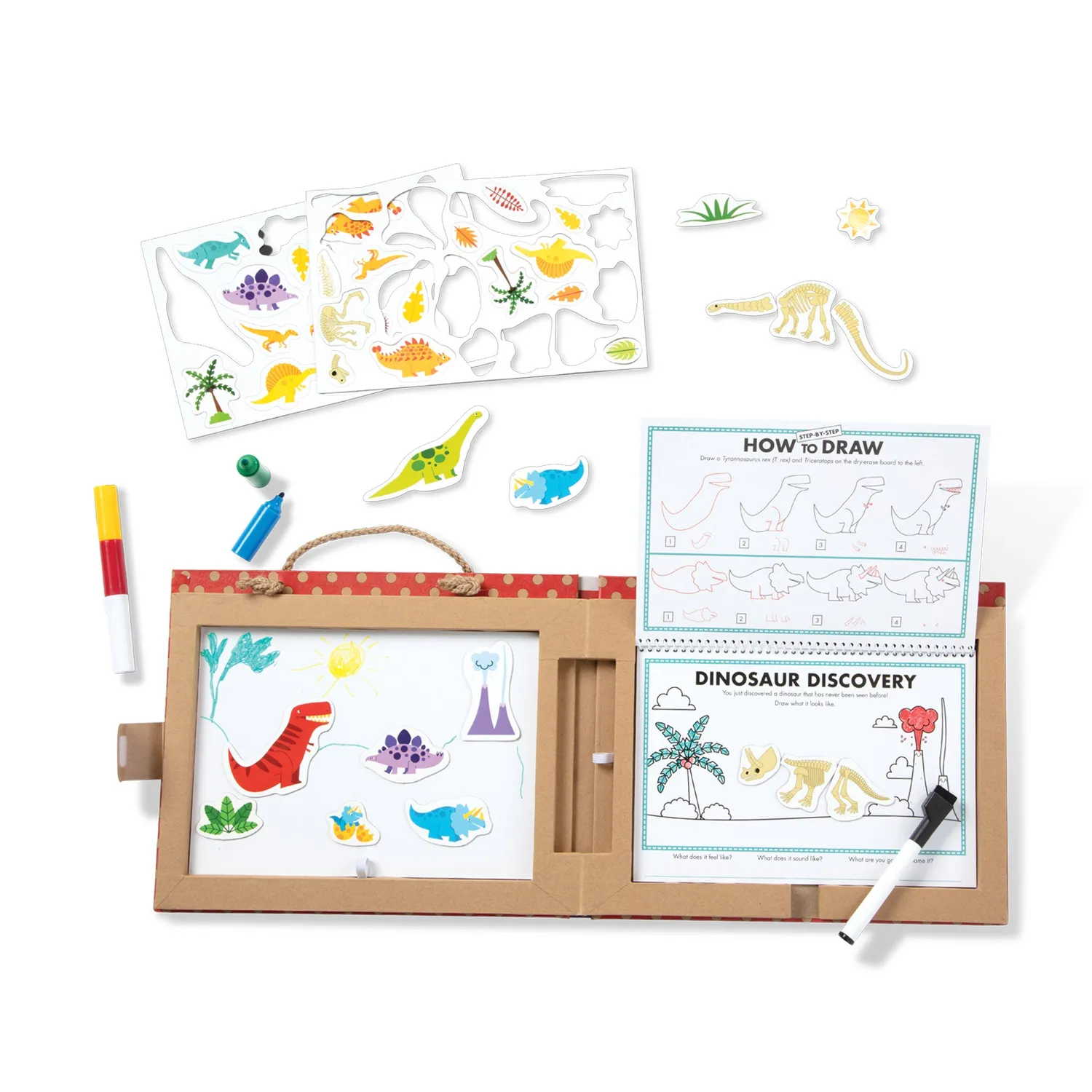 Melissa & Doug Natural Play dino magneet tekenset 41-delig