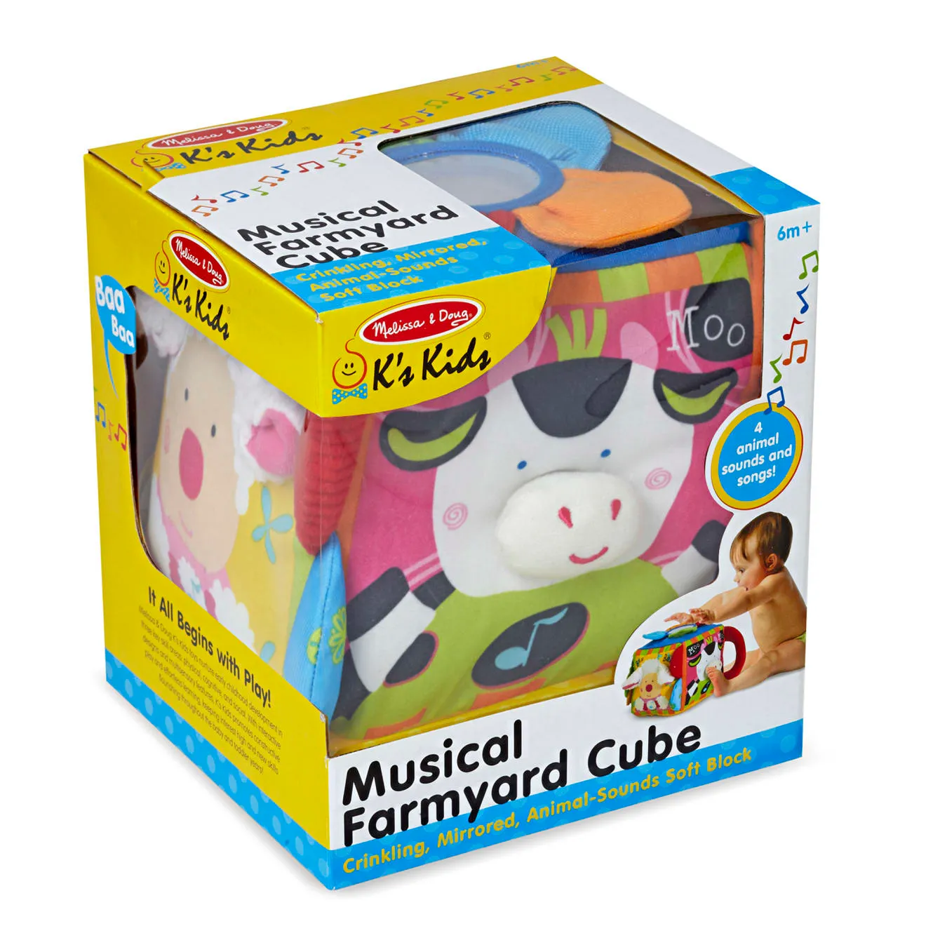 Melissa & Doug K's Kids Musical Farmyard Cube muziekblok baby