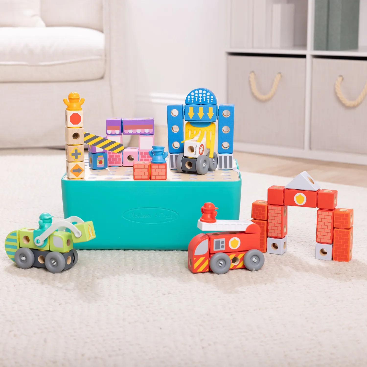 Melissa & Doug Blockables City Deluxe speelset 131-delig houten