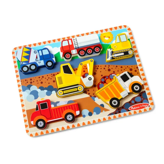 Melissa & Doug Construction houten puzzel 6 voertuigen 2+
