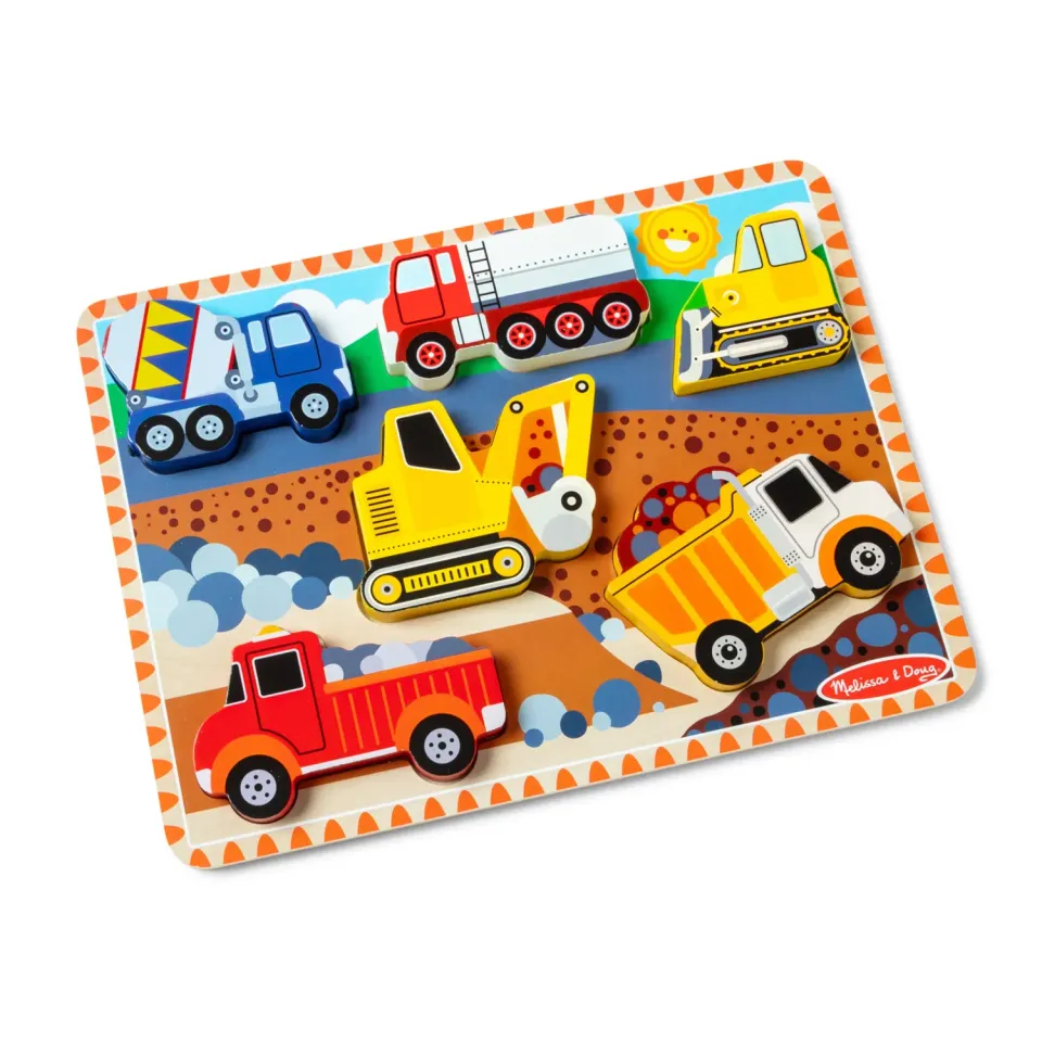 Melissa & Doug Construction houten puzzel 6 voertuigen 2+