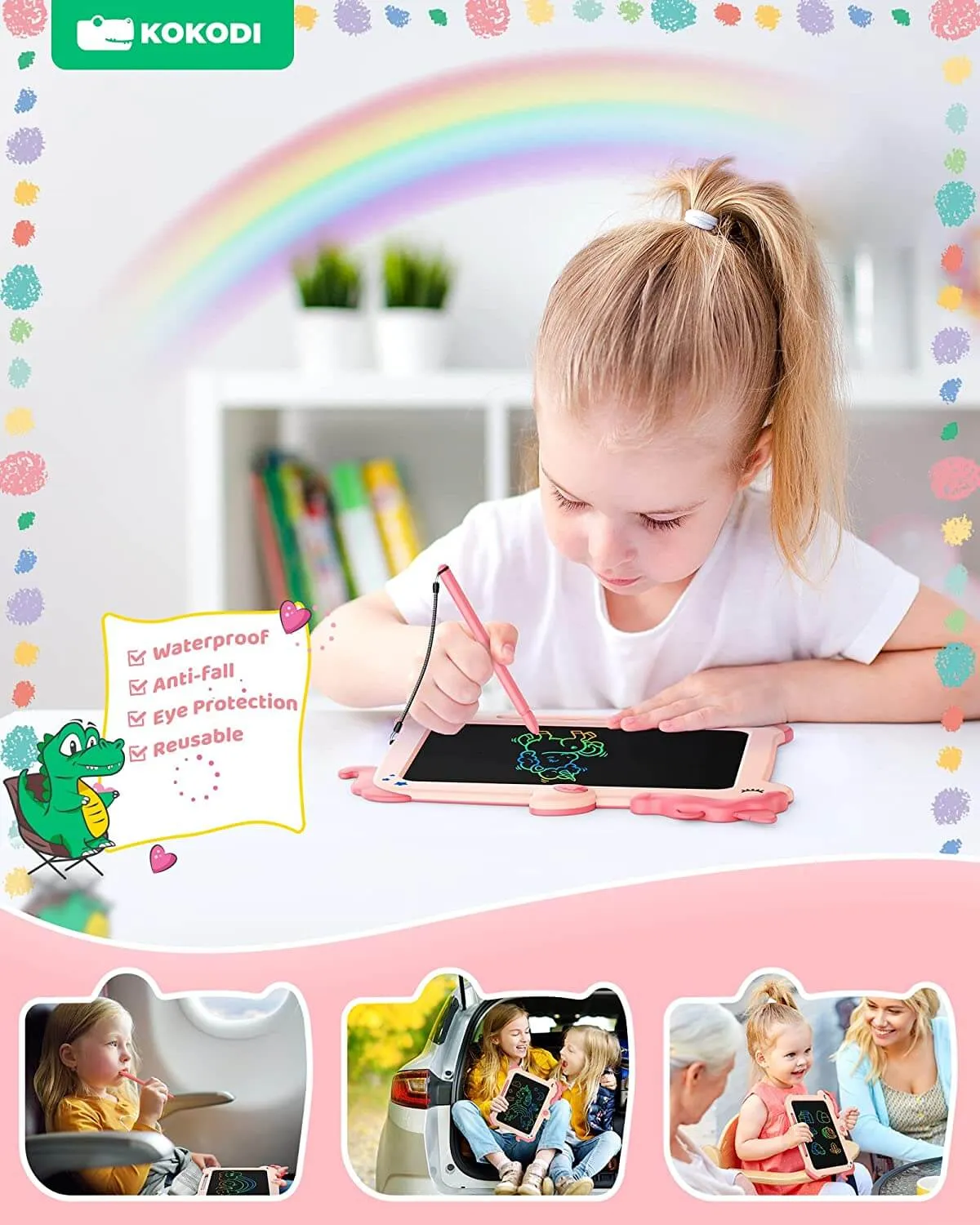 KOKODI LCD Writing Tablet tekentablet 8.5 inch paars