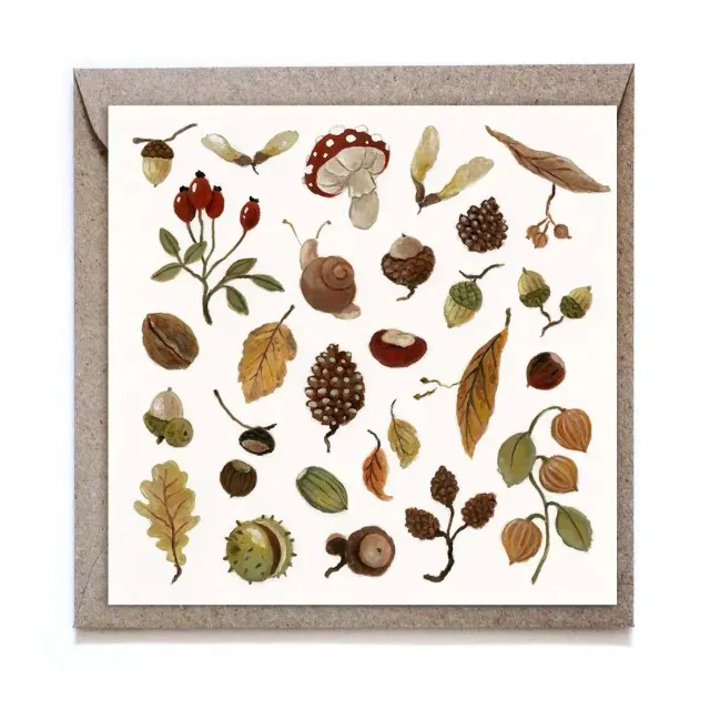 Ginger Fairy Autumn Foraging wenskaart 12x12 cm