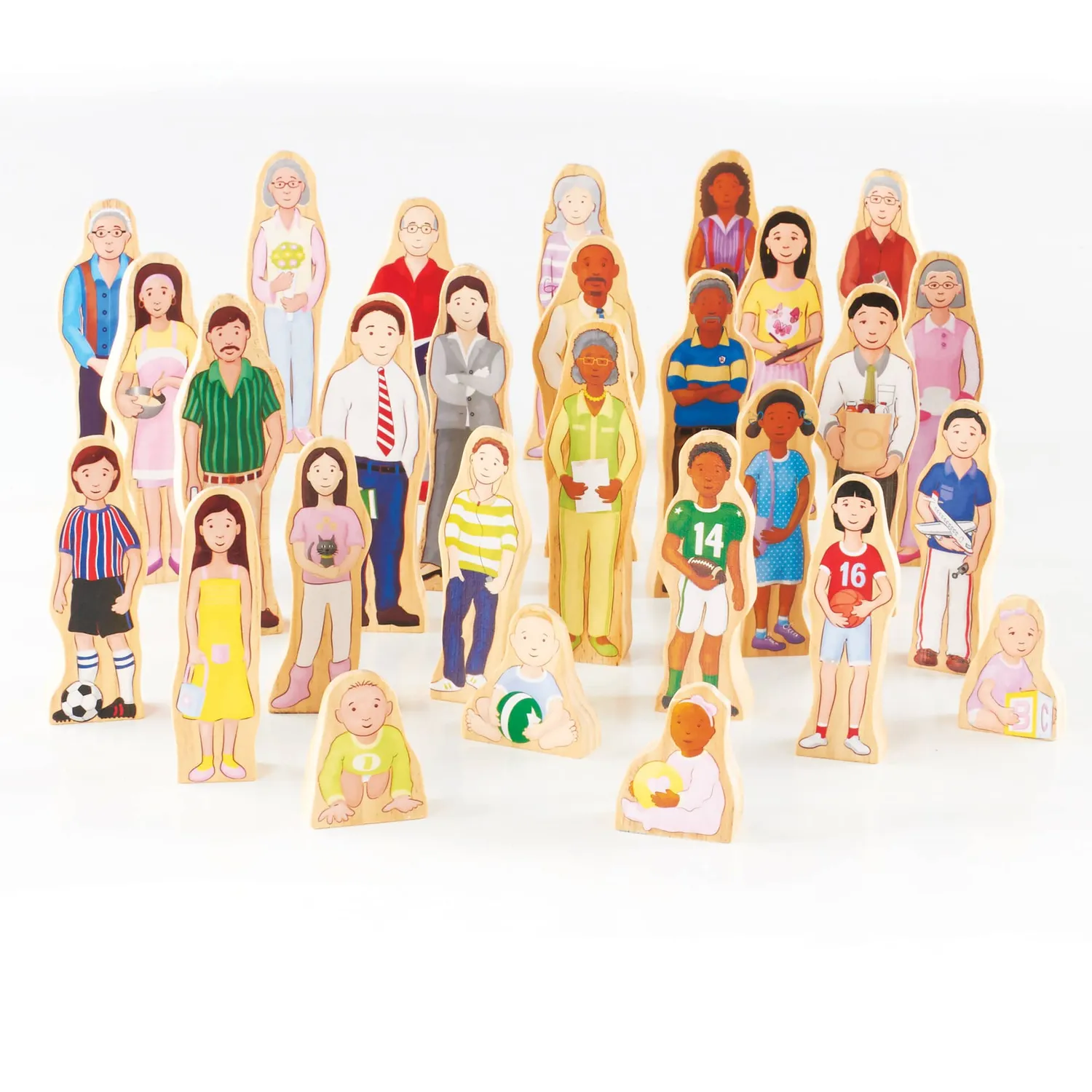 Guidecraft Wedgies Multi-Cultural Family Set poppetjes
