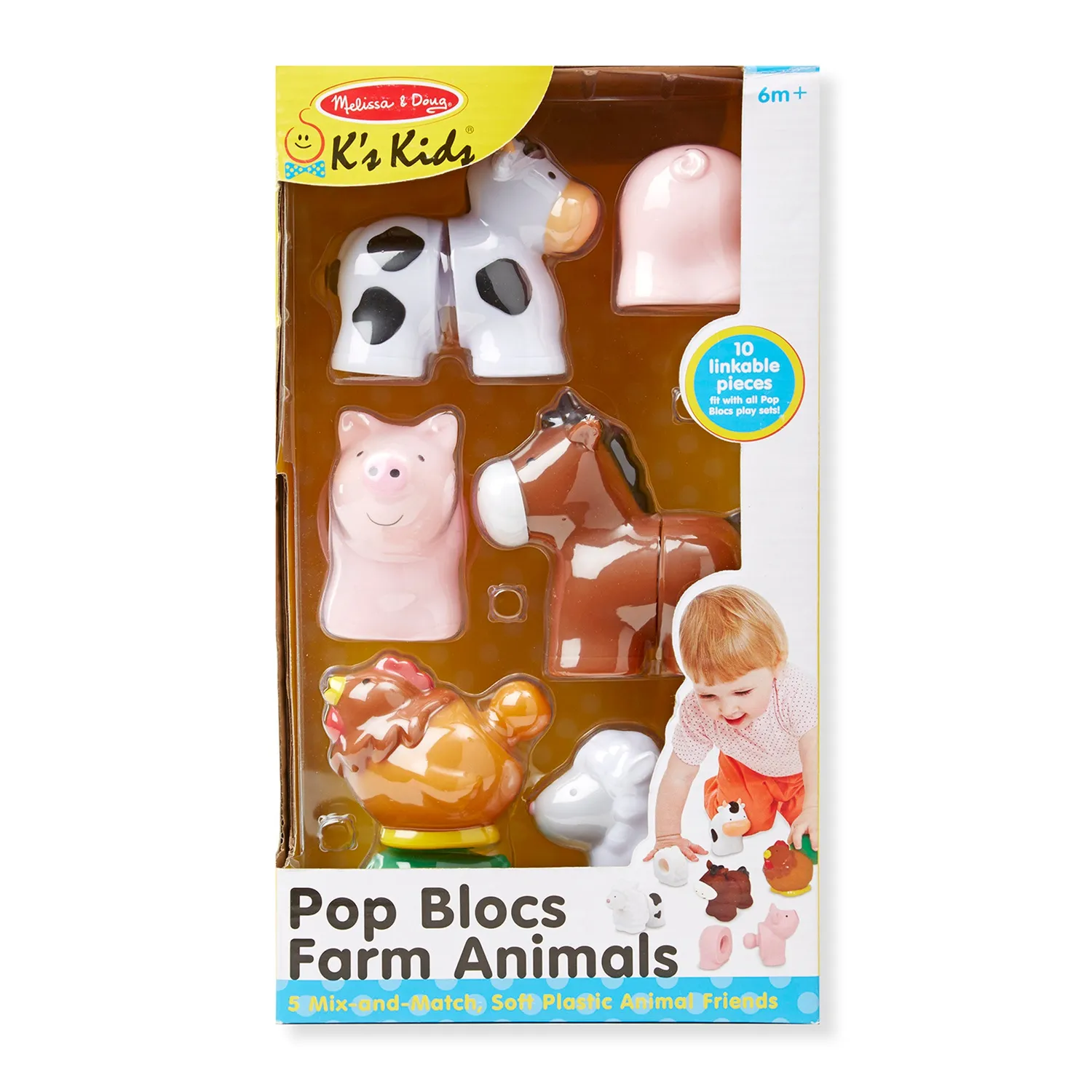 Melissa & Doug Pop Blocks Farm Animals speelset 10-delig