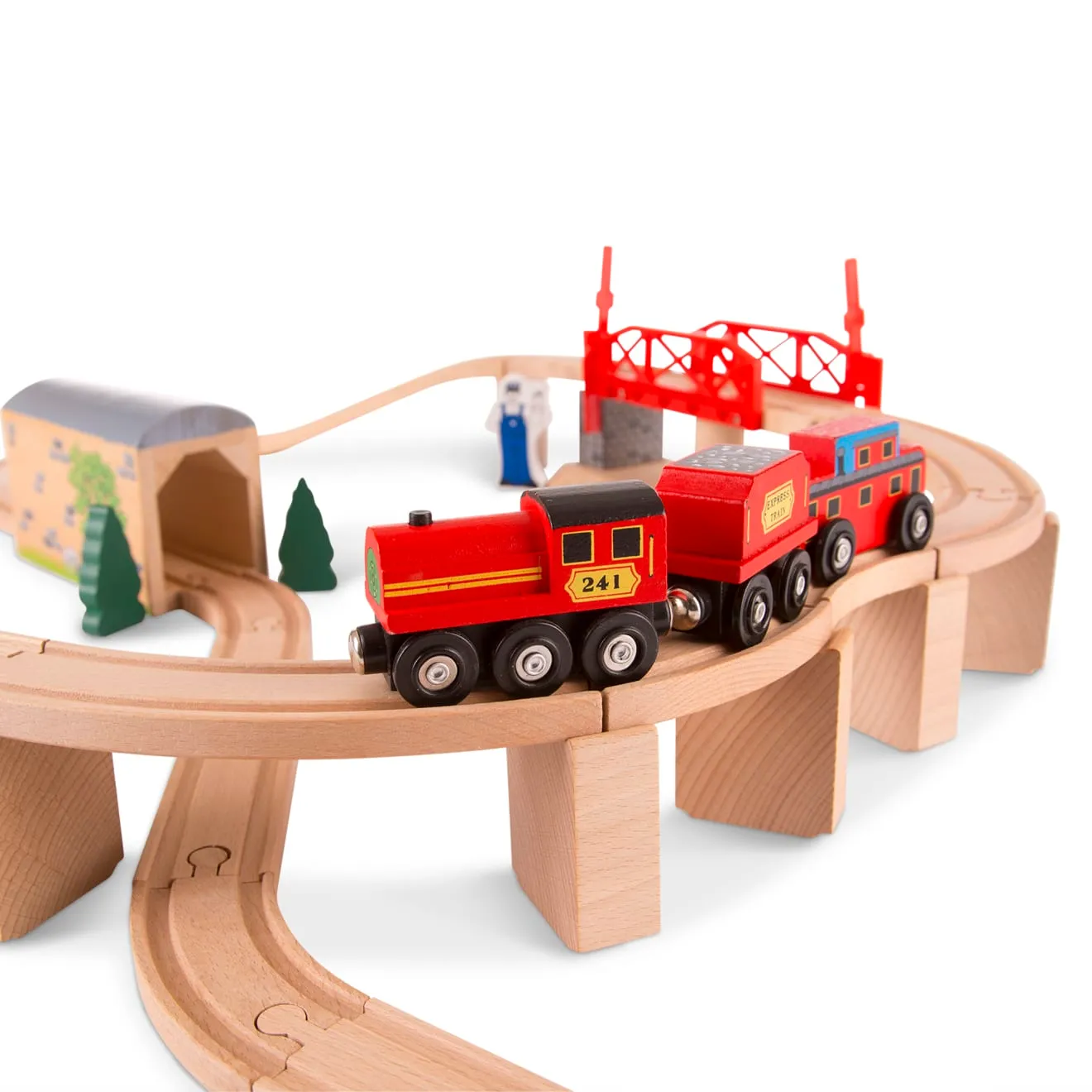 Melissa & Doug Swivel Bridge Houten Treinset 47-delig