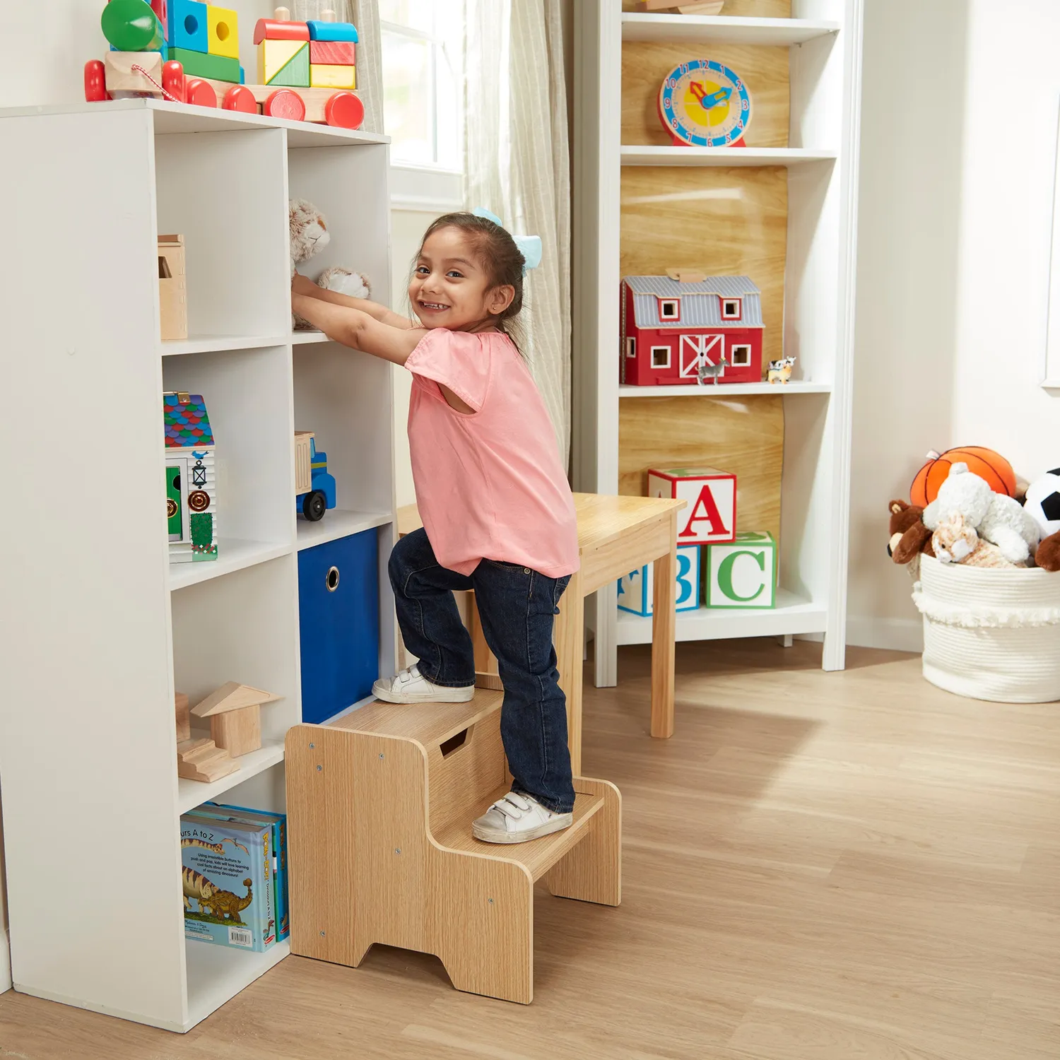 Melissa & Doug Wooden Step Stool opstapje naturel 2 treden hout